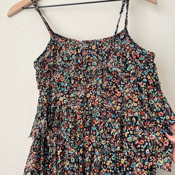 EXPRESS Womens Multicolor Nylon Ruffle Dress Mini Cocktail Going Out Size Medium - Picture 4 of 9